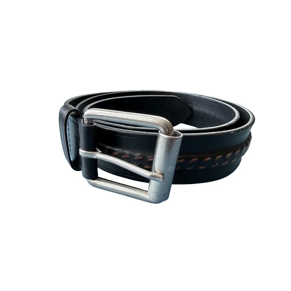 Levi's Men's Size Large 38-40 Black Distressed Leather Roller Buckle Belt
